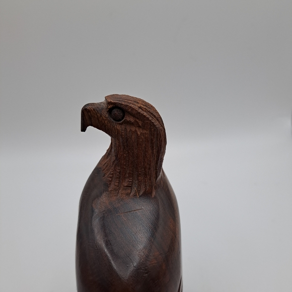 Hardwood Hand Carved Eagle Figurine - Picture 6 of 10